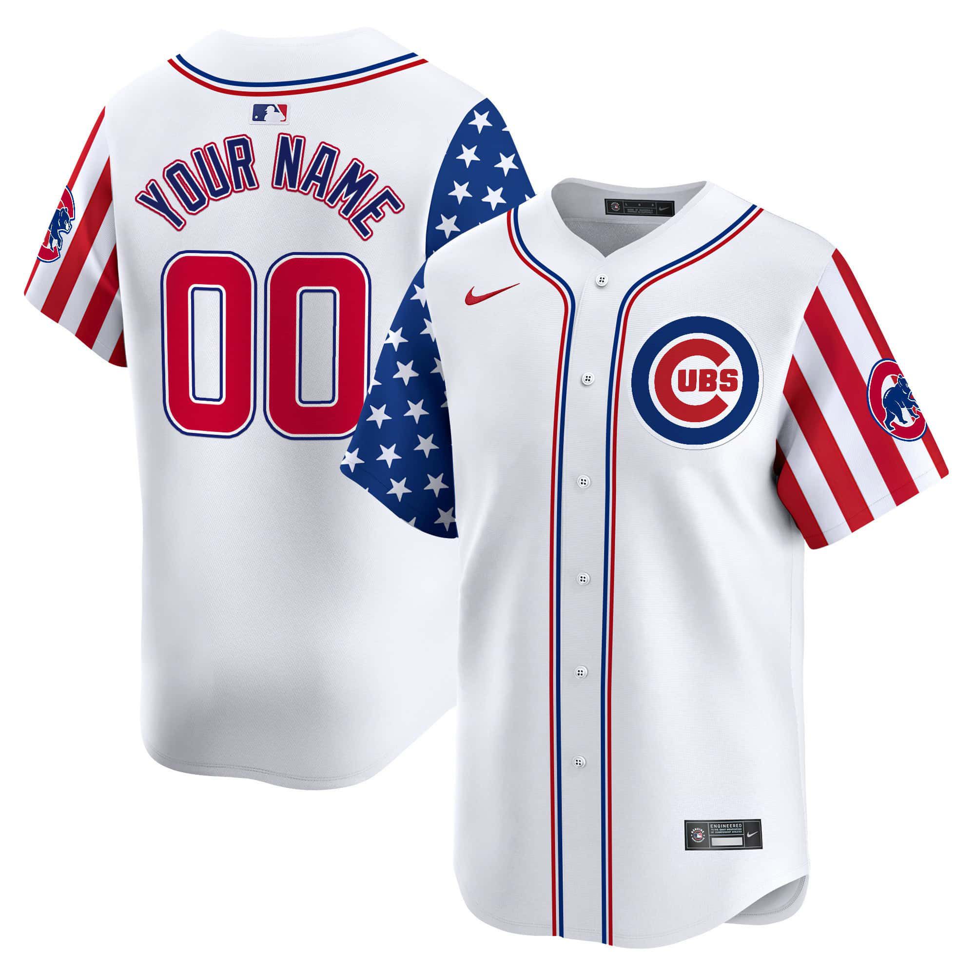 Men Chicago Cubs White Nike 2024 Independence Day Vapor Premier Limited Custom MLB Jersey